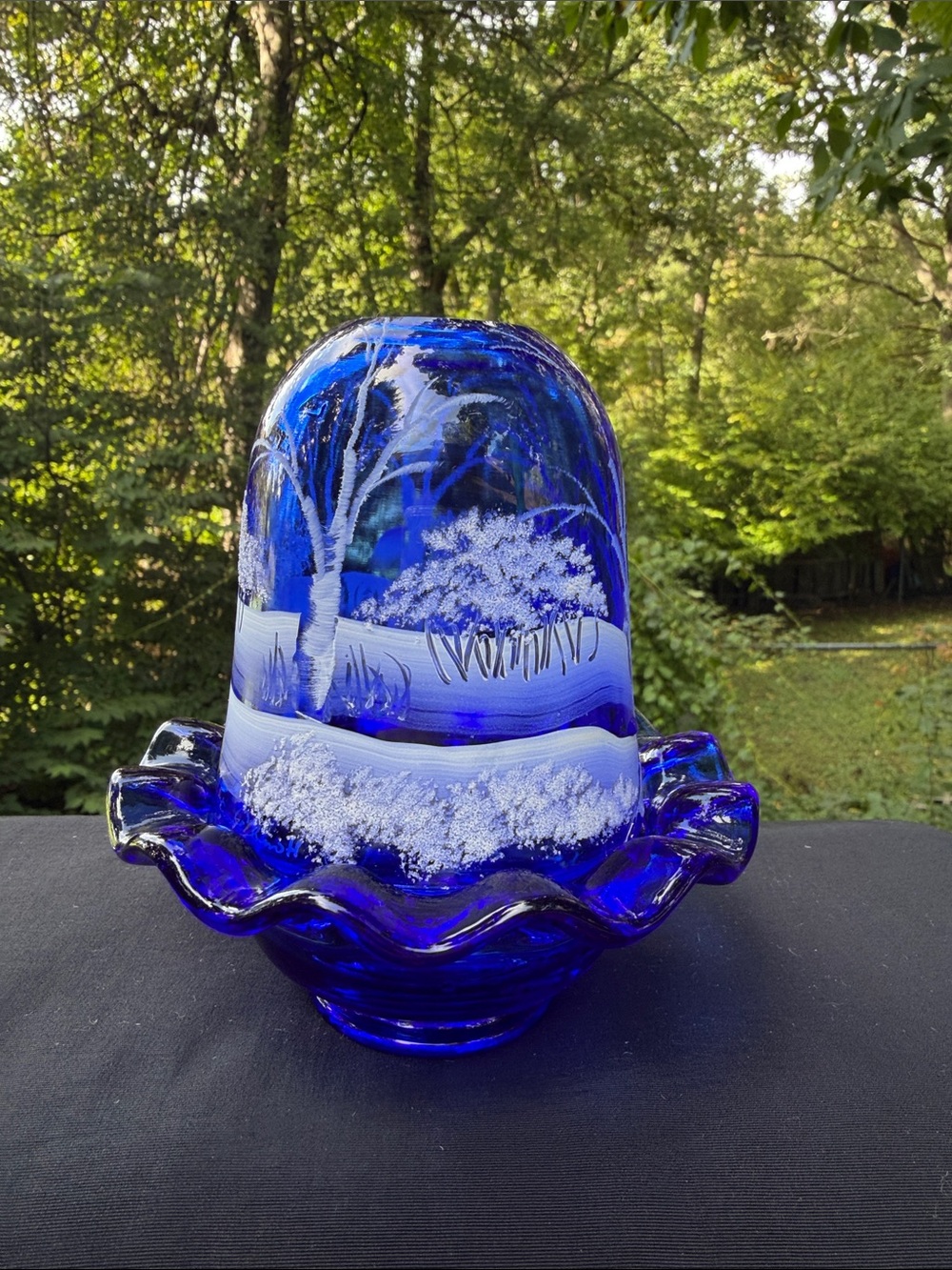 Fenton Cobalt Blue 2 Piece Fairy Light “Canaan Valley”